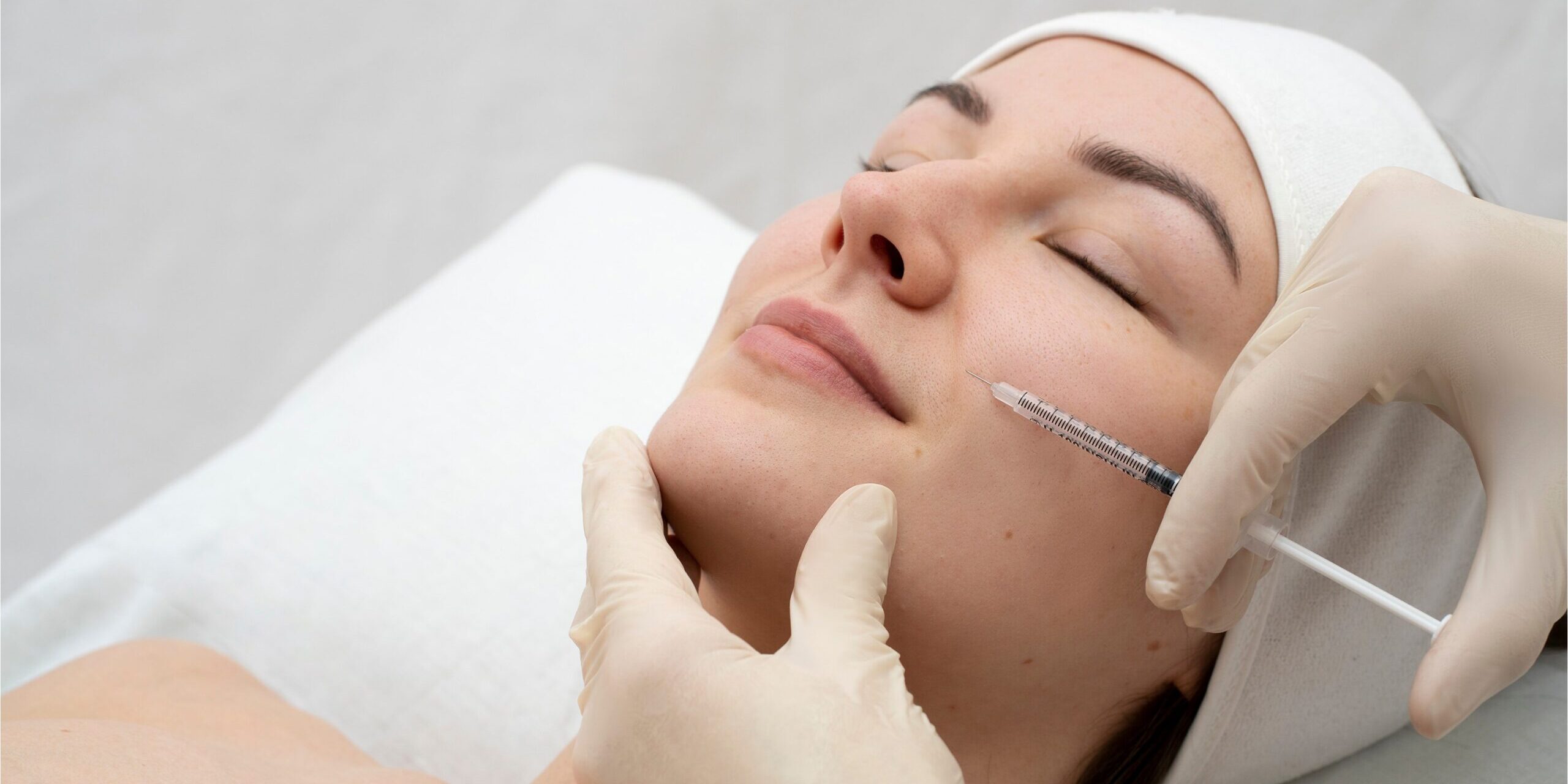 close-up-relaxed-brunette-woman-with-soft-skin-posing-camera-with-closed-eyes-isolated-white 1 Dermal Fillers vs. Anti-Wrinkle Injections in London: Which Is Right for You?